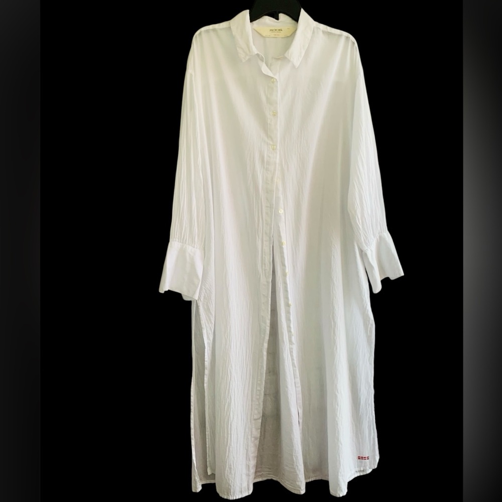 Peace Love World White Button Down Shirt Dress
